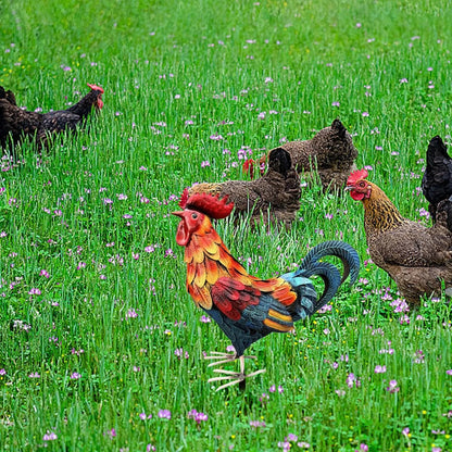 Realistic Metal Chicken Yard Sculpture