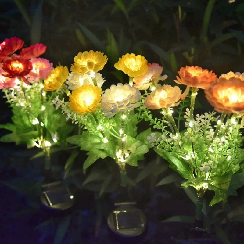 Wedding Party Decoration Flower Party Lamp Solar Outdoor Snow Lotus Flower Lawn Lamp Fairy Lights for Yard Patio Garden Lights