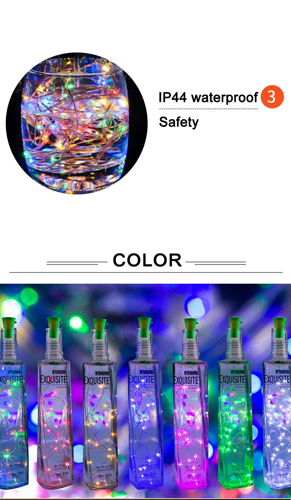 Solar Power Wine Bottle Lights LED String Light Outdoor Decoration