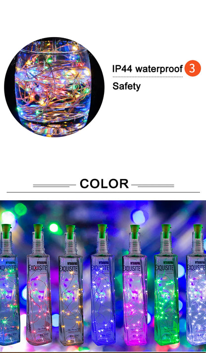 Solar Power Wine Bottle Lights LED String Light Outdoor Decoration