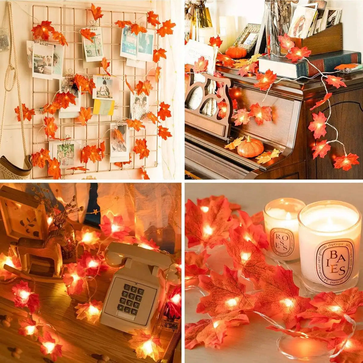 Maple Leaf String Lights Battery Powered Outdoor Decoration