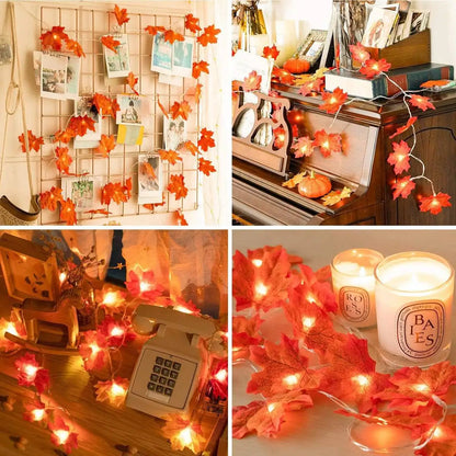 Maple Leaf String Lights Battery Powered Outdoor Decoration