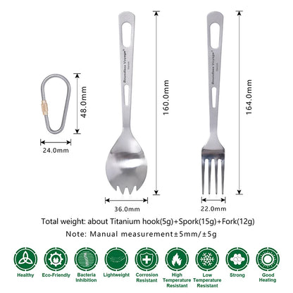 Boundless Voyage Titanium Knife Fork Spoon Chopsticks Tableware Set Drinkware Straw Flatware Outdoor Camping Picnic Cutlery