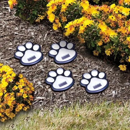 Paw Print Solar Outdoor Garden Path Lights, Solar Lights (4pcs)