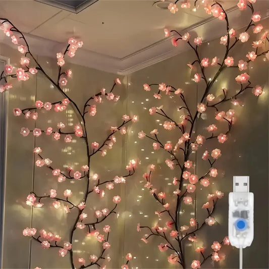 Cherry Blossom 96 Led USB Tree Branch Rattan Lights 8 Modes Color