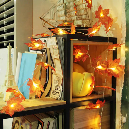 Maple Leaf String Lights Battery Powered Outdoor Decoration