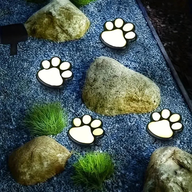 Paw Print Solar Outdoor Garden Path Lights, Solar Lights (4pcs)