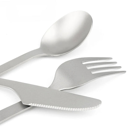 Titanium Alloy Cutlery Knife Fork Spoon Outdoor Utensil Camping Travel Tableware
