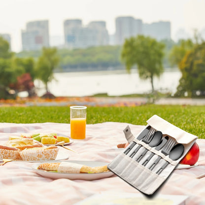 Stainless Steel 6pcs/set Tableware - Outdoor Camping Picnic Knife Fork Spoon