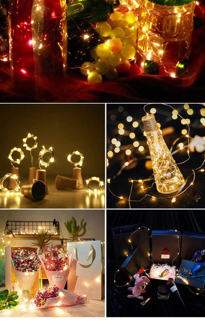 Solar Power Wine Bottle Lights LED String Light Outdoor Decoration