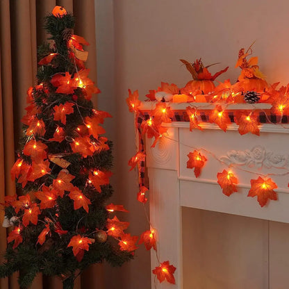 Maple Leaf String Lights Battery Powered Outdoor Decoration