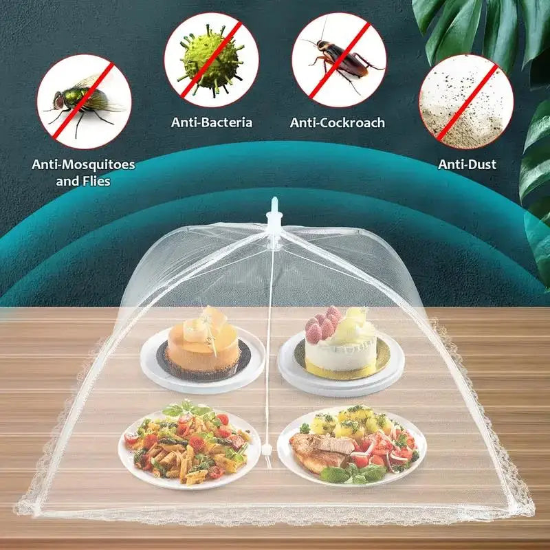 White Mesh Food Tent - Insect Cover for Outdoor Picnics, BBQs