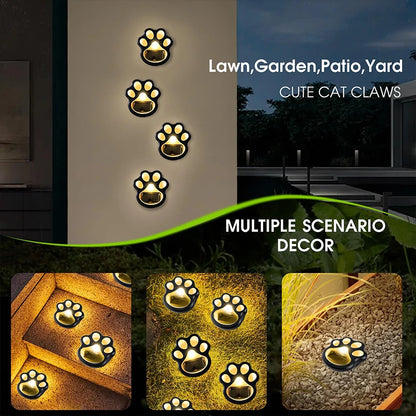 Paw Print Solar Outdoor Garden Path Lights, Solar Lights (4pcs)