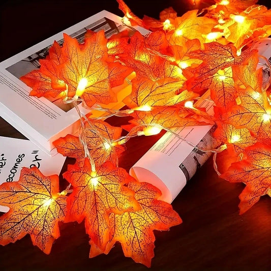 Maple Leaf String Lights Battery Powered Outdoor Decoration