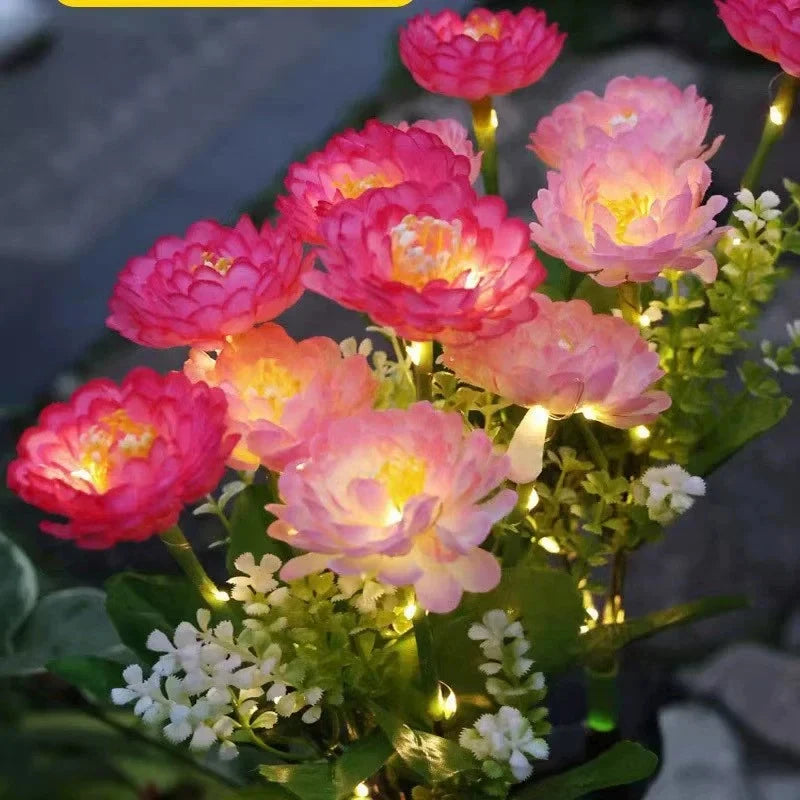 Wedding Party Decoration Flower Party Lamp Solar Outdoor Snow Lotus Flower Lawn Lamp Fairy Lights for Yard Patio Garden Lights