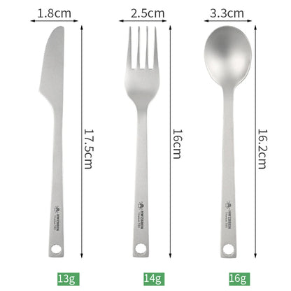Titanium Alloy Cutlery Knife Fork Spoon Outdoor Utensil Camping Travel Tableware