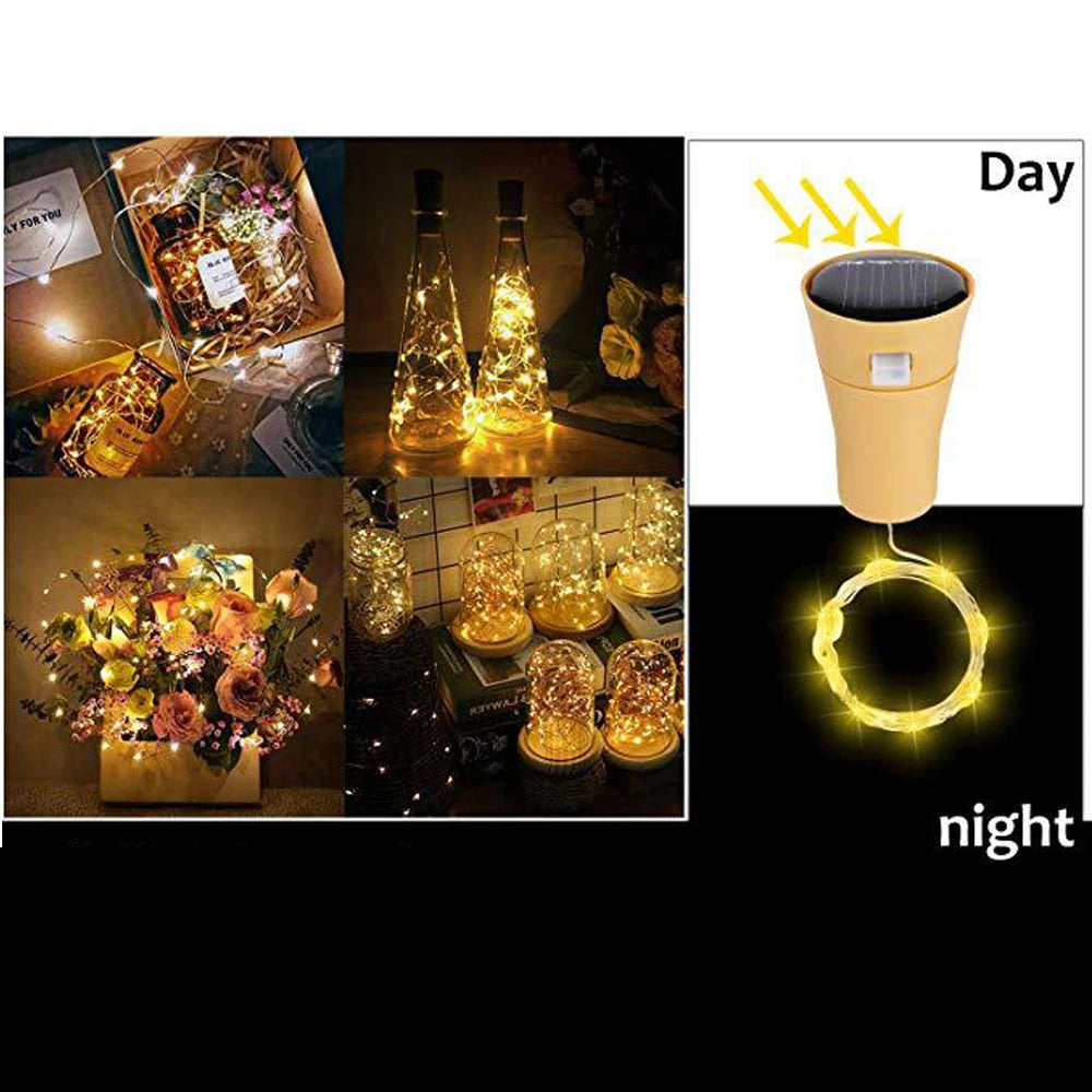 Solar Power Wine Bottle Lights LED String Light Outdoor Decoration