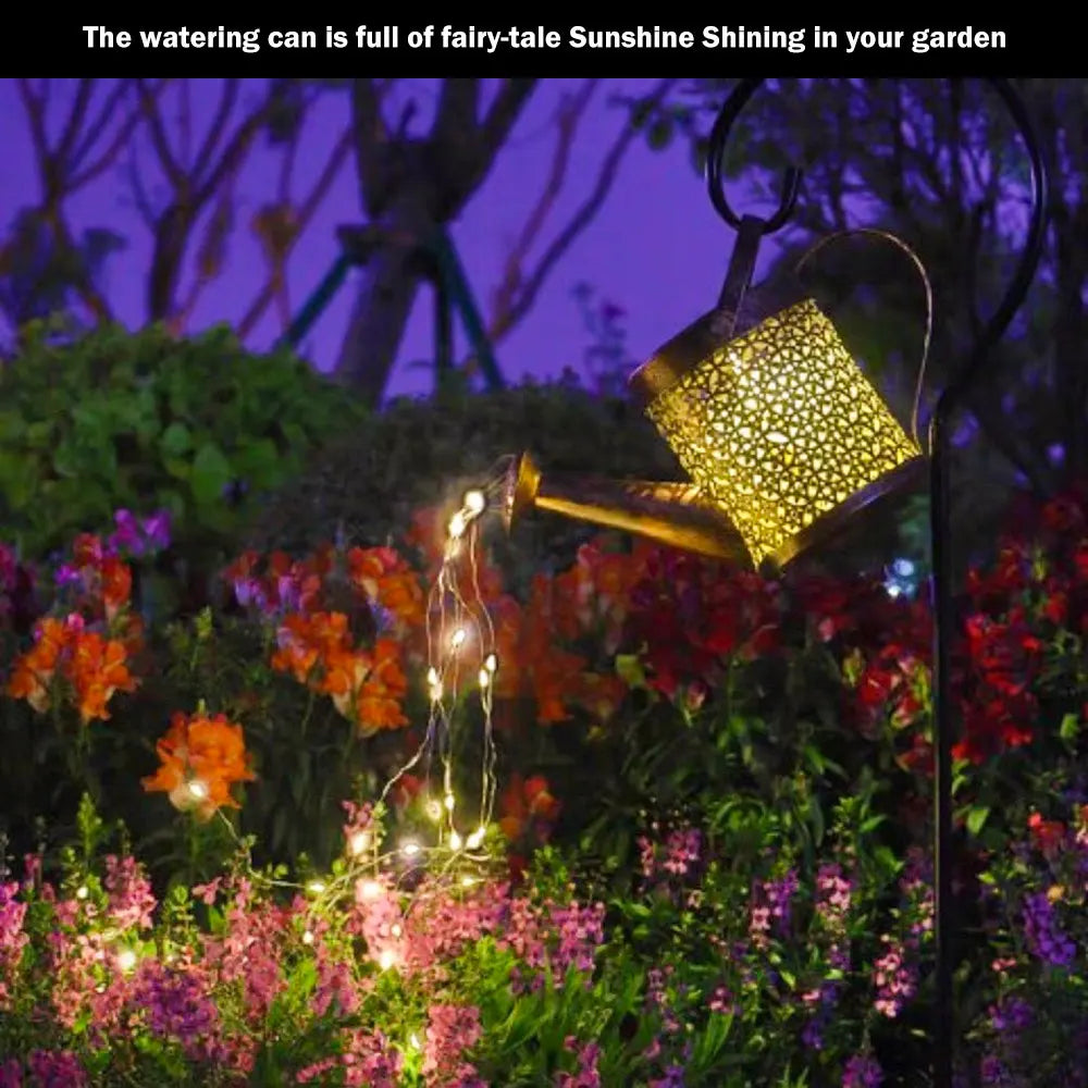 Solar Watering Can Light Hanging Waterfall Lamp Retro Decorations