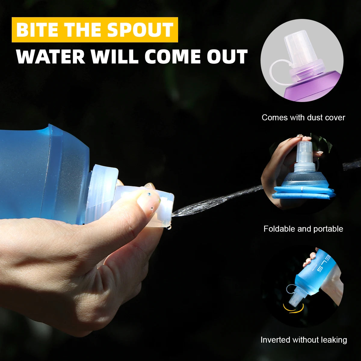 Silicone Soft Flask Water Bottle for  Camping/Hiking