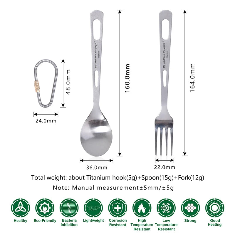 Boundless Voyage Titanium Knife Fork Spoon Chopsticks Tableware Set Drinkware Straw Flatware Outdoor Camping Picnic Cutlery