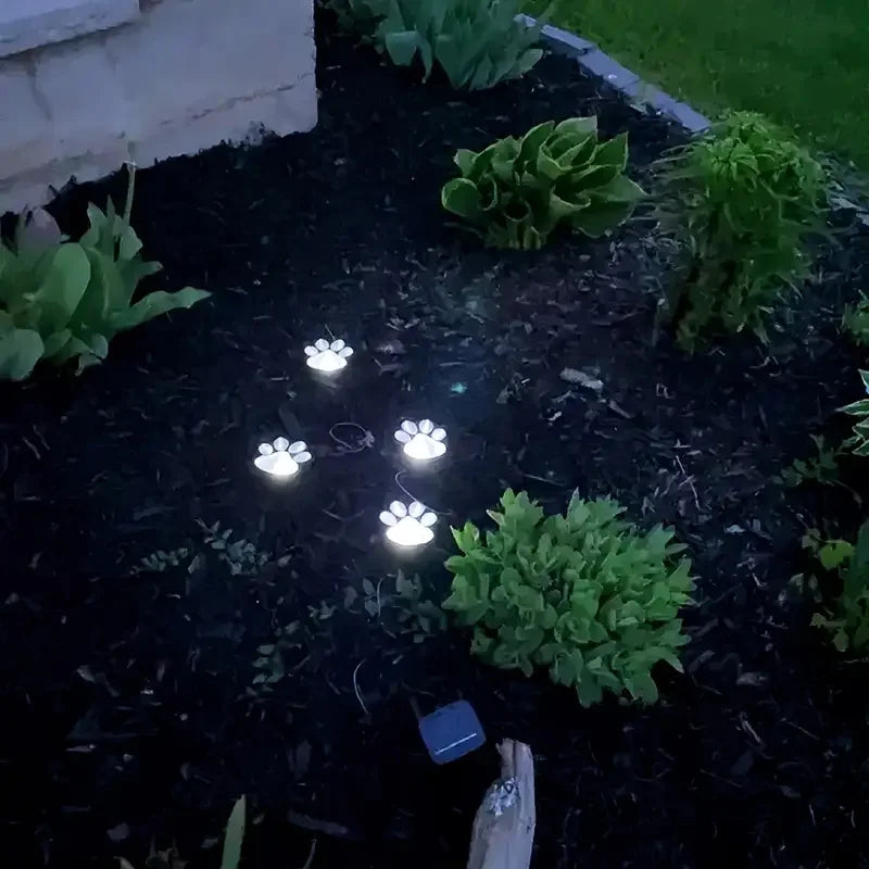 Paw Print Solar Outdoor Garden Path Lights, Solar Lights (4pcs)