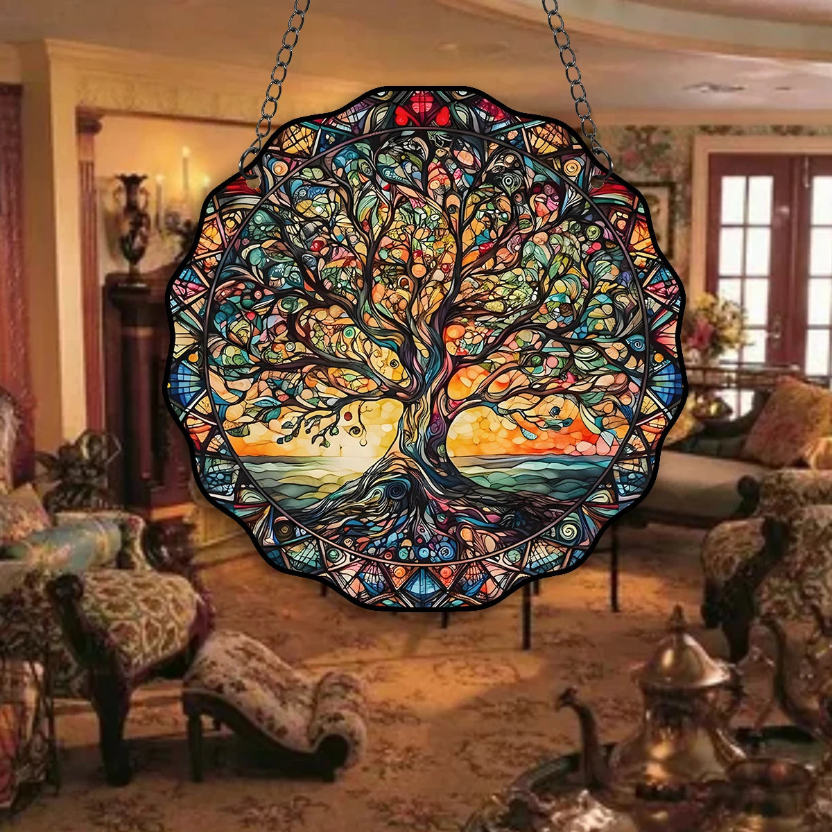 Tree of Life Wall Art Decor Hanging Sign Round Indoor/Outdoor 5.9 inches Diameter