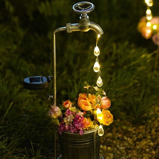 Watering Tap Solar Lights Durable Retro Outdoor Garden Decor