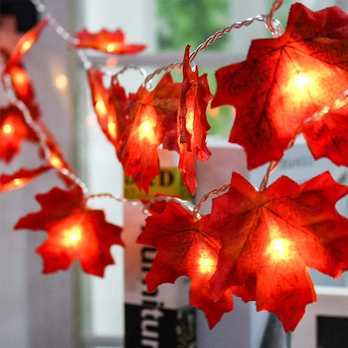 Maple Leaf String Lights Battery Powered Outdoor Decoration