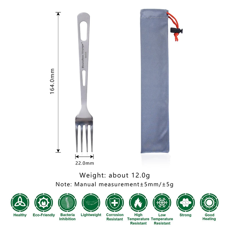 Boundless Voyage Titanium Knife Fork Spoon Chopsticks Tableware Set Drinkware Straw Flatware Outdoor Camping Picnic Cutlery