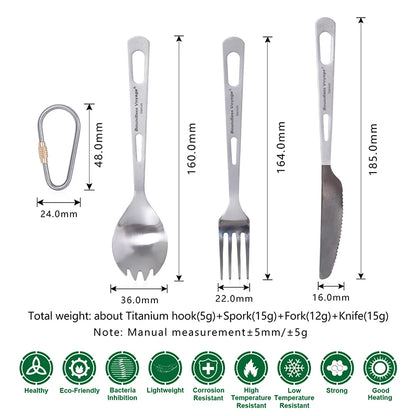 Boundless Voyage Titanium Knife Fork Spoon Chopsticks Tableware Set Drinkware Straw Flatware Outdoor Camping Picnic Cutlery