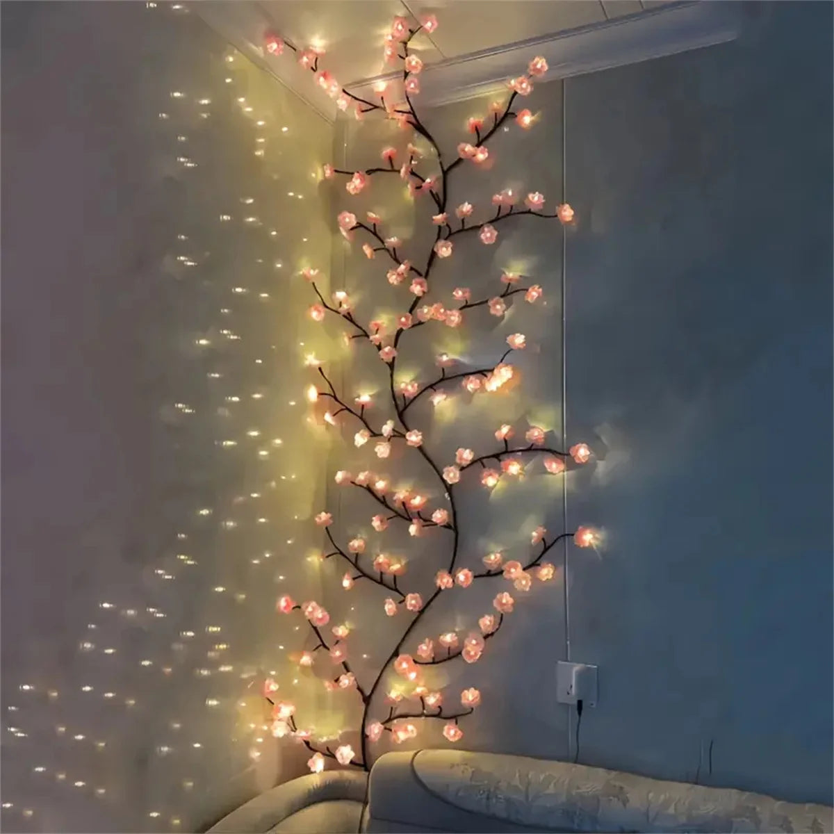 Cherry Blossom 96 Led USB Tree Branch Rattan Lights 8 Modes Color