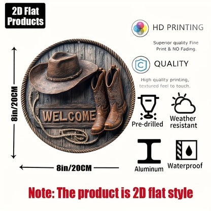 Wooden Hat & Shoes Welcome Art Sign 8" Indoor/Outdoor Decor