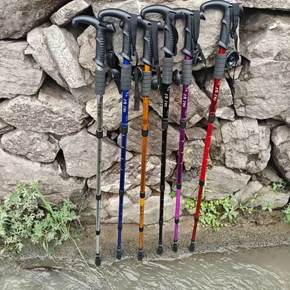 Ultra-light Trekking Poles with Adjustable T-Handle & Shock Absorption. Comfort Grip, Ideal for Hiking.