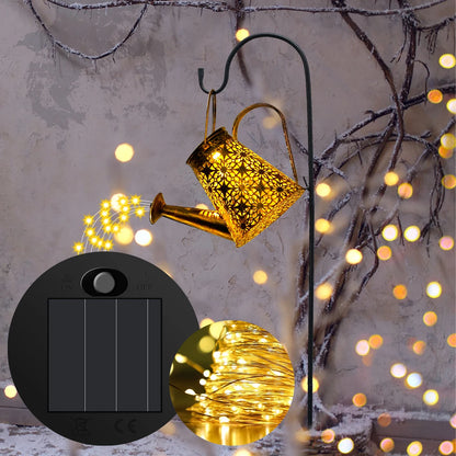 Solar Watering Can Light Hanging Waterfall Lamp Retro Decorations