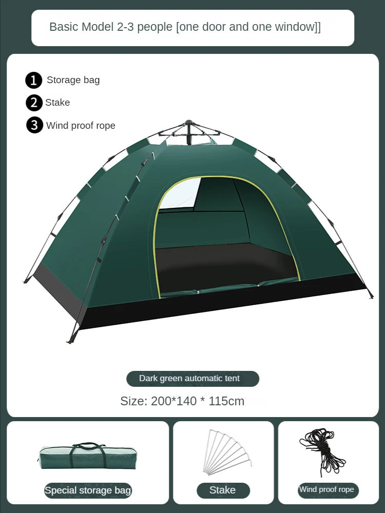 Camping Pop Up Tent Automatic One Touch Set Up (3-4 Person)