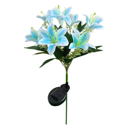 Lily Flower Solar Lights With Warm White Light, Outdoor Garden Decor