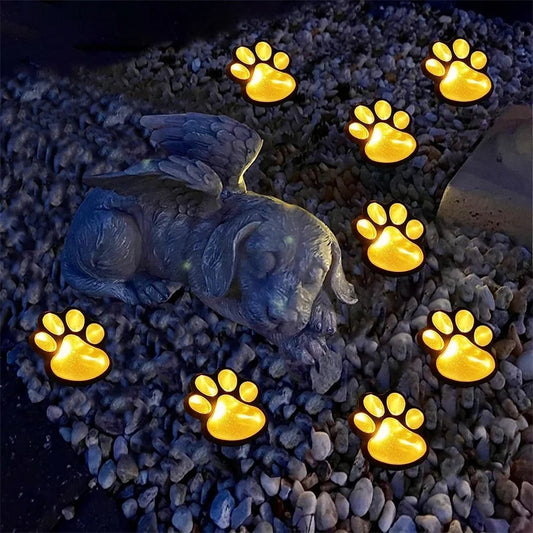 Paw Print Solar Outdoor Garden Path Lights, Solar Lights (4pcs)