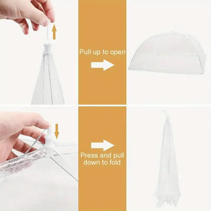White Mesh Food Tent - Insect Cover for Outdoor Picnics, BBQs