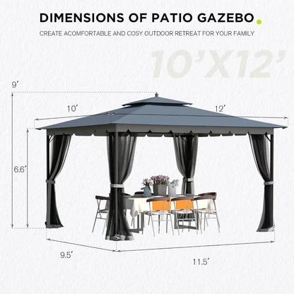 Gazebo (10'×12') with Mosquito Netting