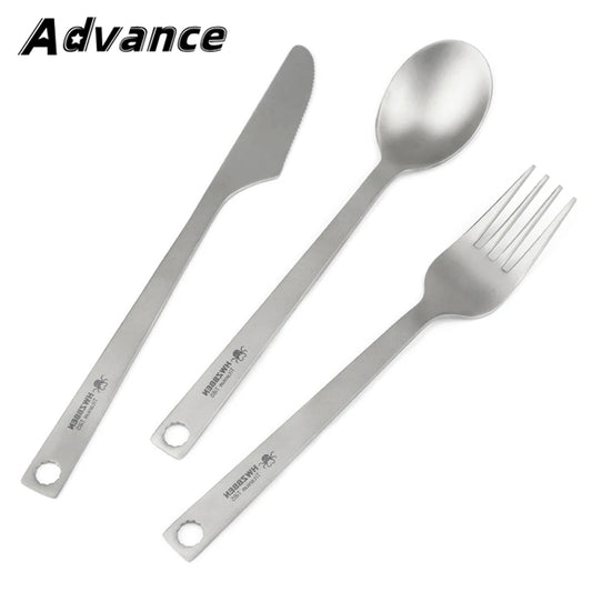 Titanium Alloy Cutlery Knife Fork Spoon Outdoor Utensil Camping Travel Tableware