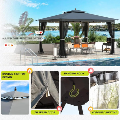 Gazebo (10'×12') with Mosquito Netting
