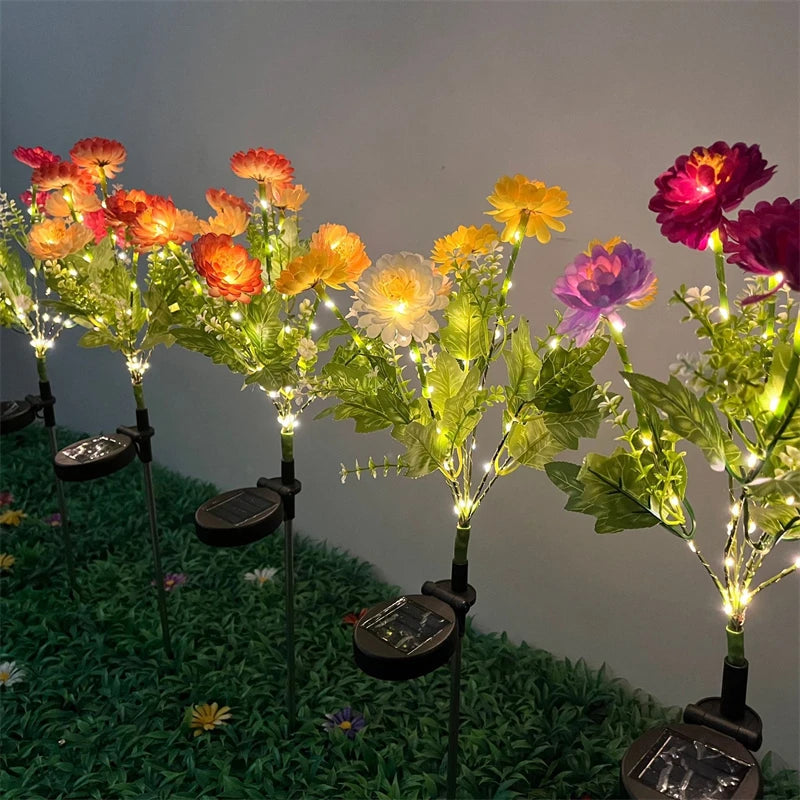 Wedding Party Decoration Flower Party Lamp Solar Outdoor Snow Lotus Flower Lawn Lamp Fairy Lights for Yard Patio Garden Lights