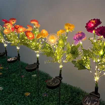 Wedding Party Decoration Flower Party Lamp Solar Outdoor Snow Lotus Flower Lawn Lamp Fairy Lights for Yard Patio Garden Lights