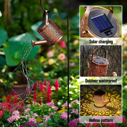 Solar Watering Can Light Hanging Waterfall Lamp Retro Decorations